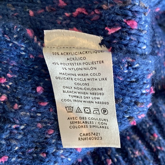 LOFT Outlet Medium Blue Cable Knit Turtleneck Sweater - Picture 10 of 10